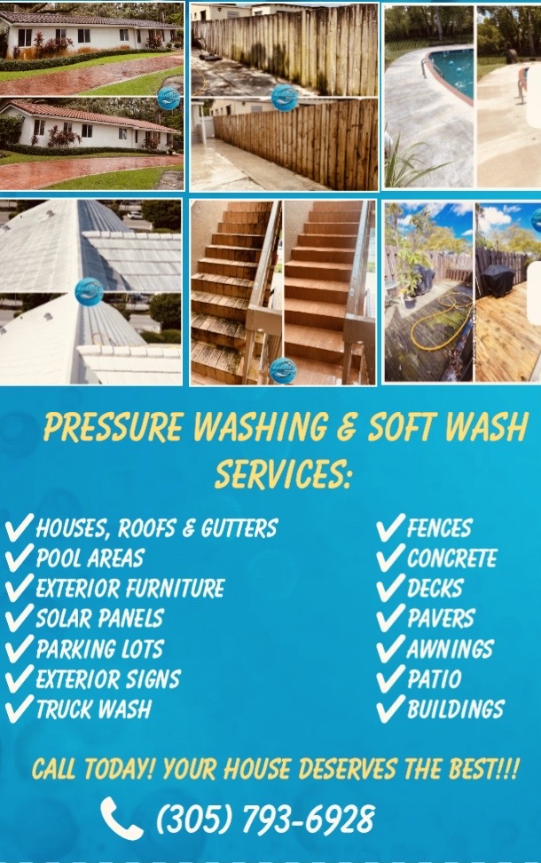 Image of pressure washing and soft wash in miami